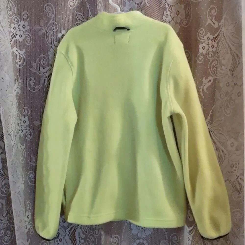 Place Kids 10-12 Neon green‎ Zip Fleece Jacket Pockets Thumb loop